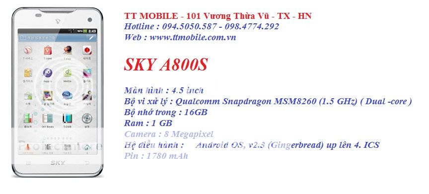 TT MOBILE - Điện thoại SKY Hàn Quốc: A770:4tr000;a800:4tr700;T100k:4tr800;a810:5tr100 TT MOBILE - Điện thoại SKY Hàn Quốc: A770:4tr000;a800:4tr700;T100k:4tr800;a810:5tr100